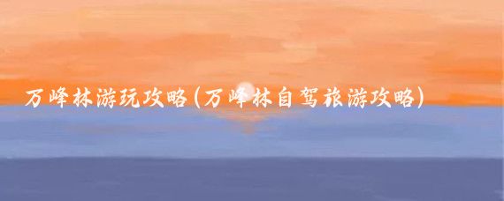 万峰林游玩攻略(万峰林自驾旅游攻略)